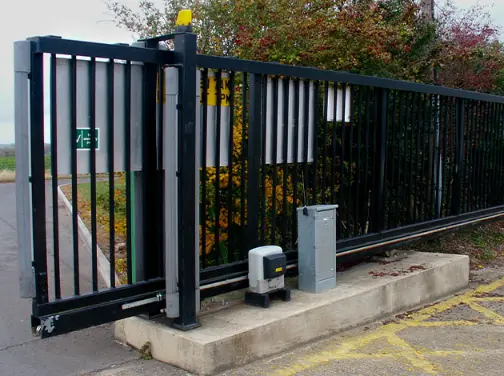 black wrought iron sliding gate installation