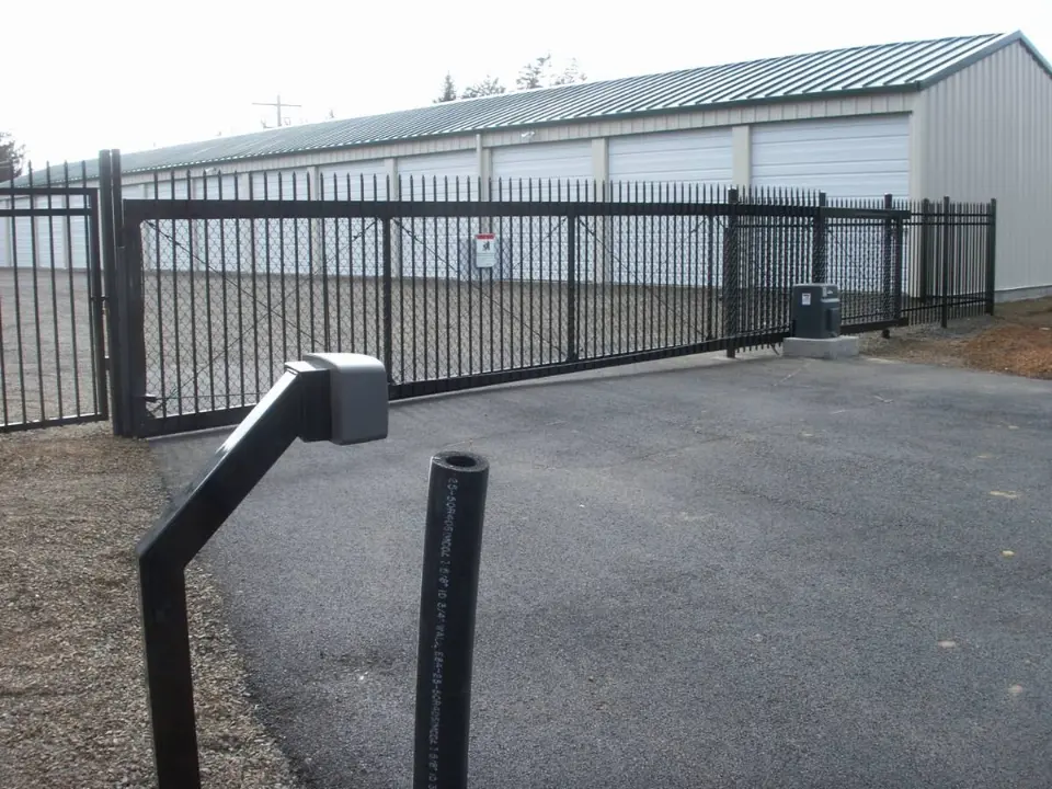 commercial sliding gate black wrought iron