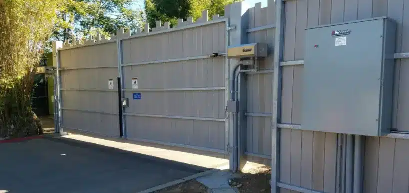 Heavy-duty commercial gate at a facility entrance
