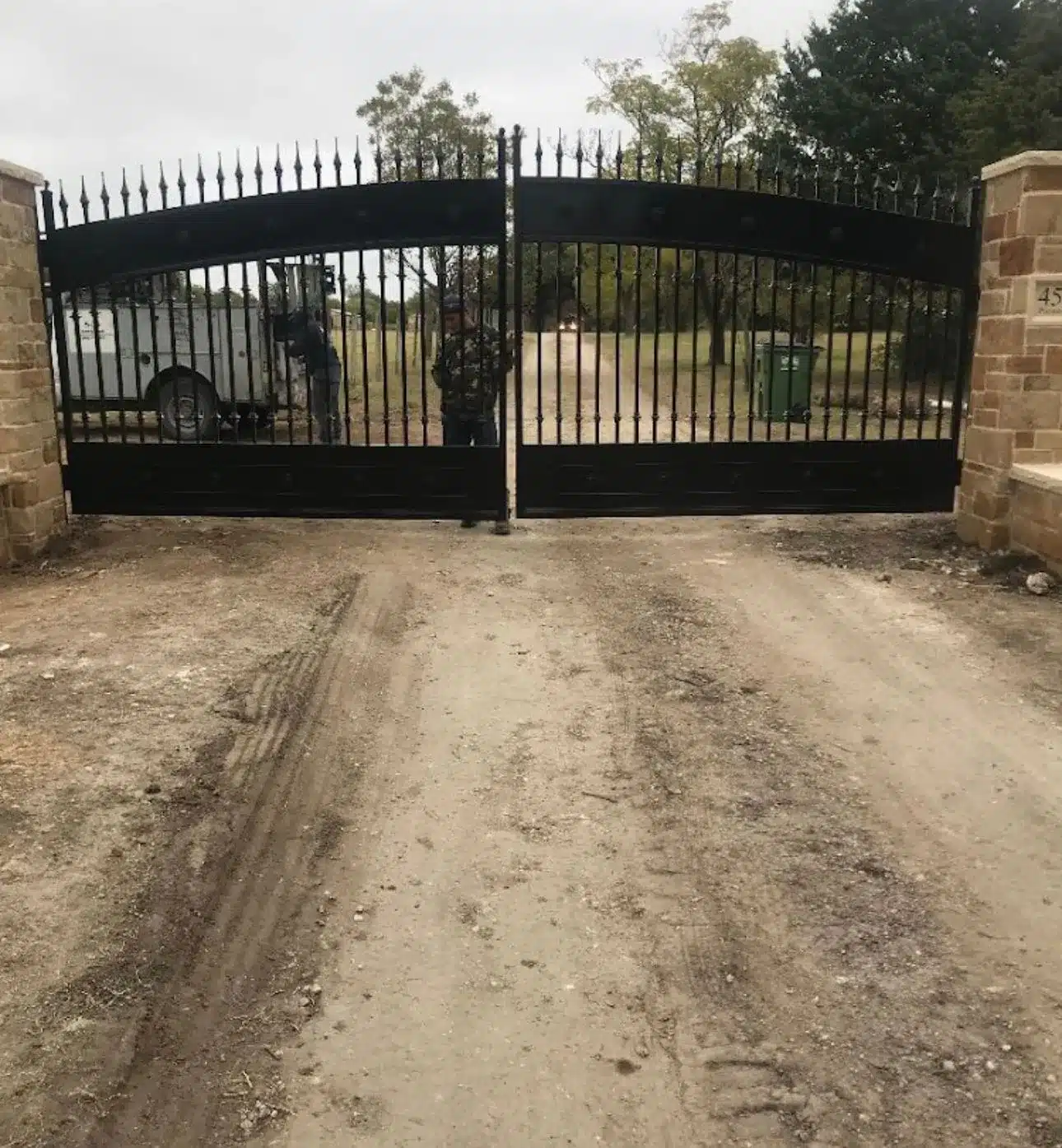 Ornamental iron panel with spear-top pickets