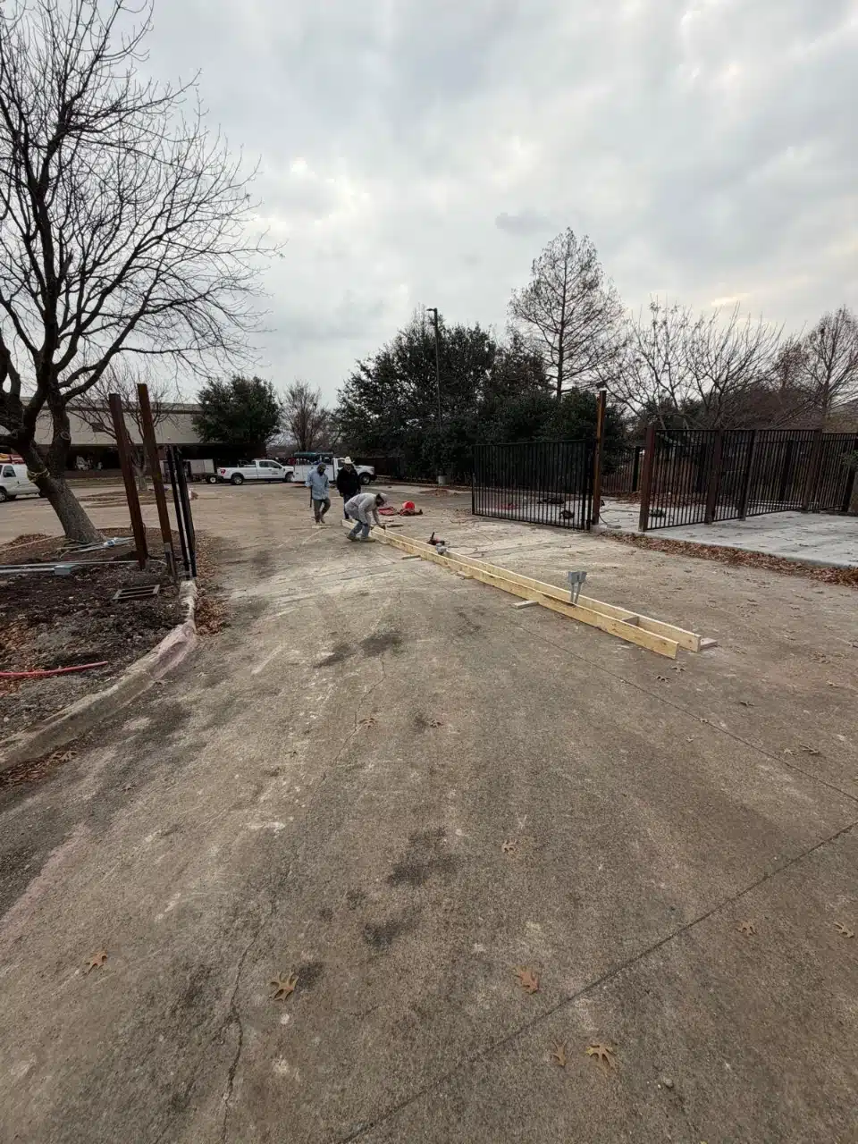 Graded and staked commercial site prepared for new concrete