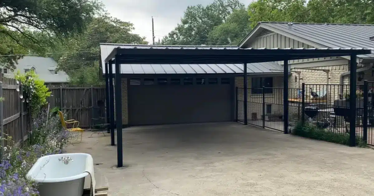 Custom steel carport built by Star Gate & Fence in DFW