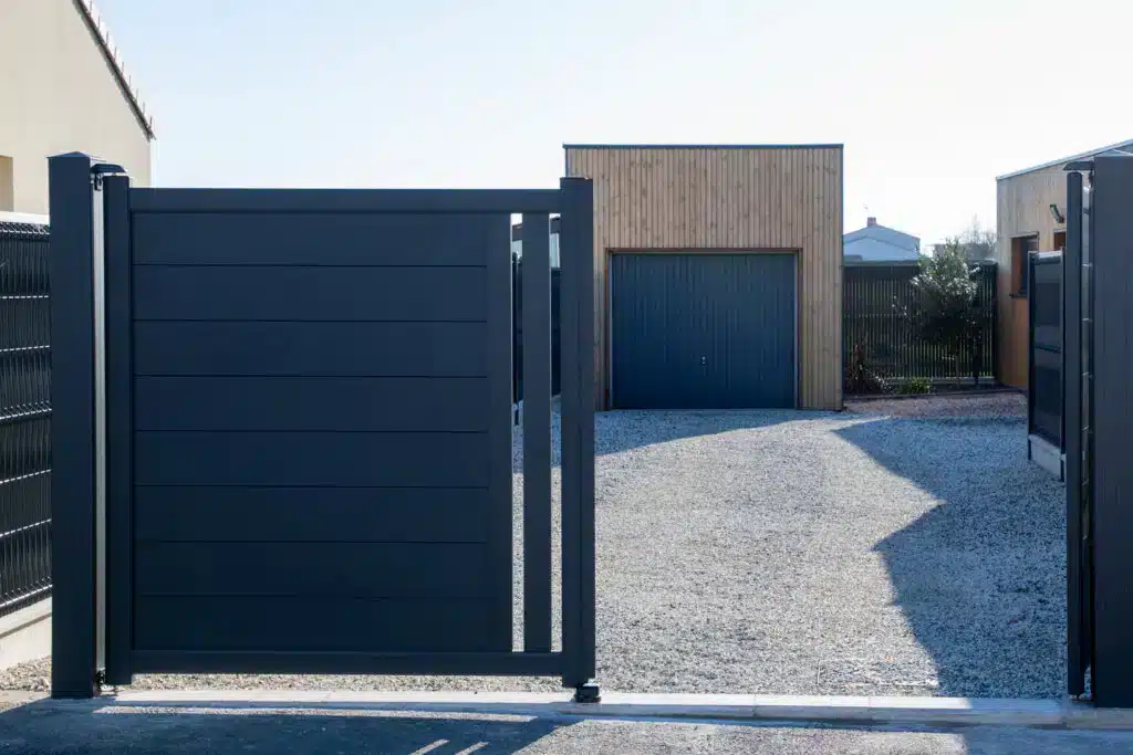 Powder-coated electric gate installed in Dallas