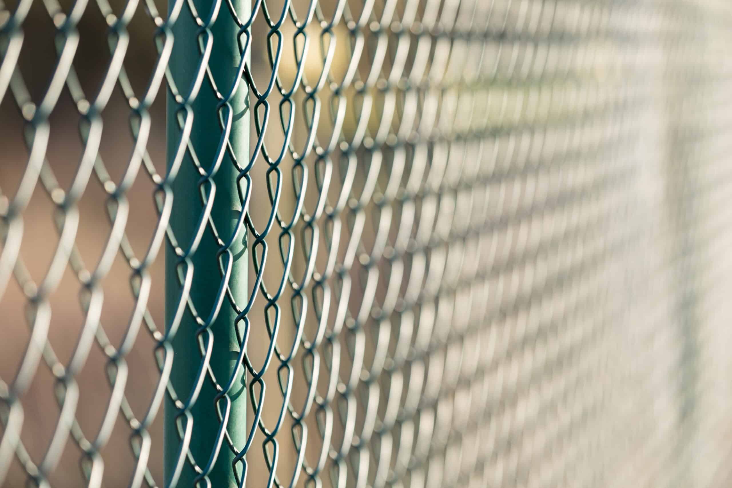 Close-up of tensioned chain link fabric