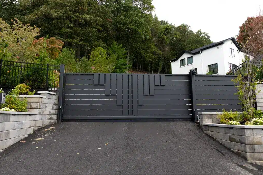 Security gate tied into the fence line