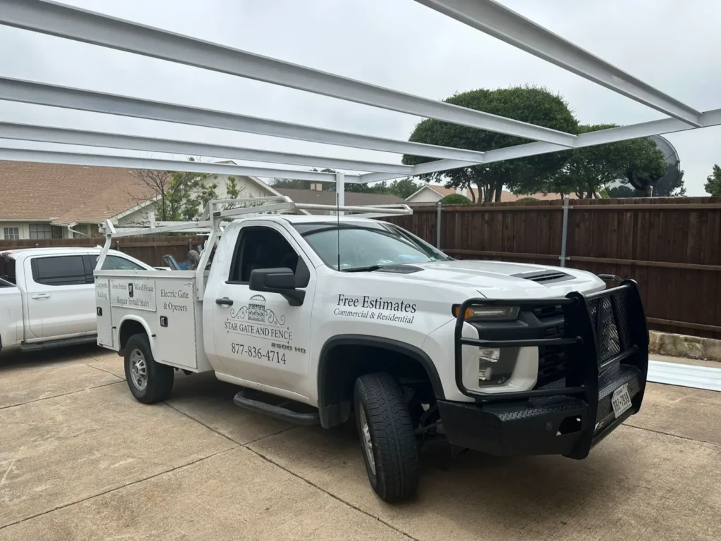 carport contractor working on new metal carport project