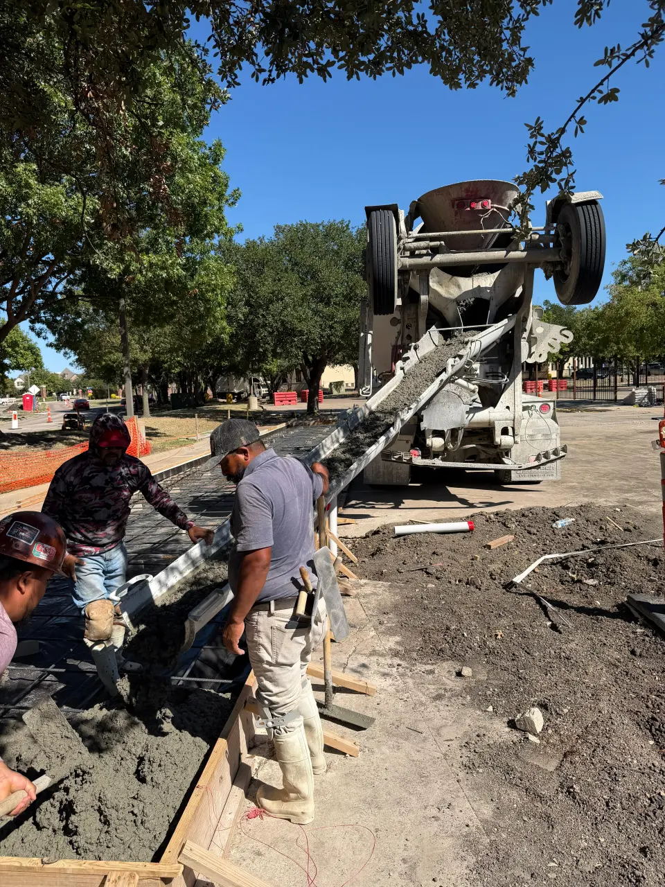concrete contractor working on project