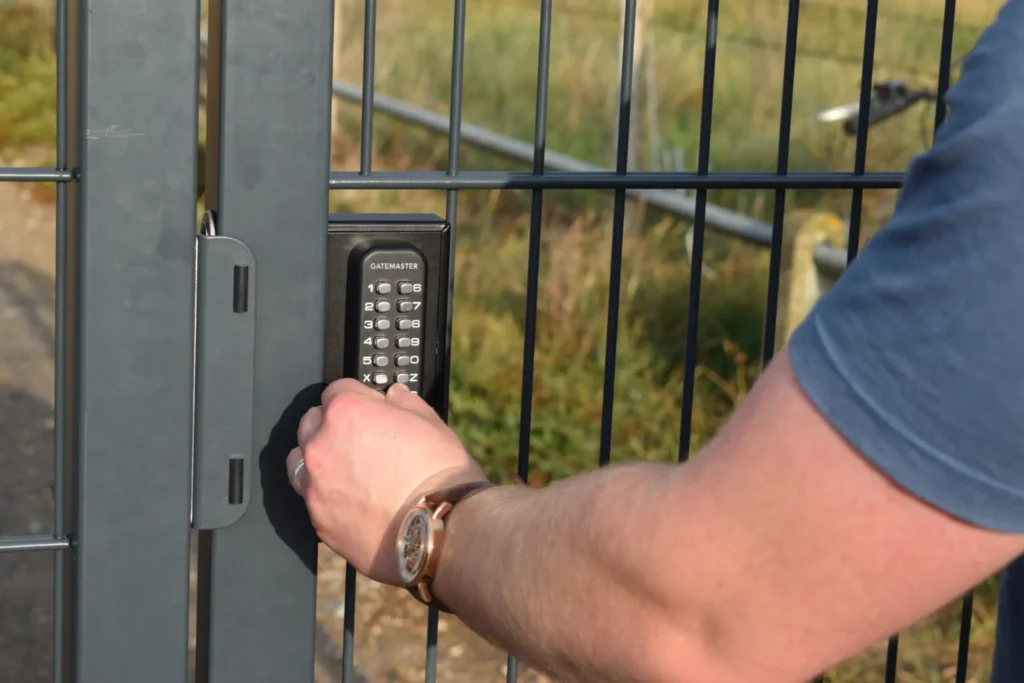 pedestrian gate with keypad